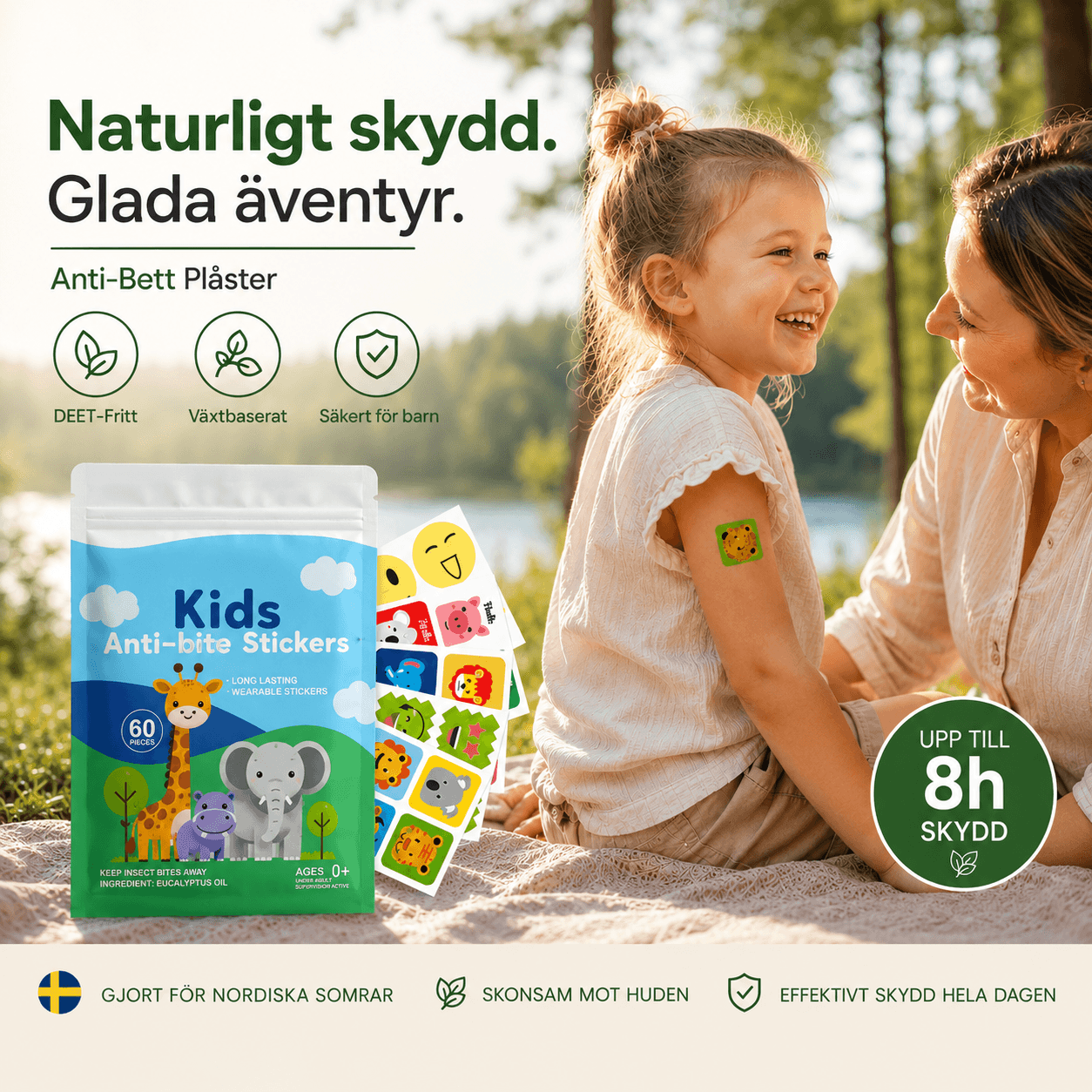 Derunara™ Anti-Bett Plåster — Naturligt Mygg- & Fästingskydd (60 st)